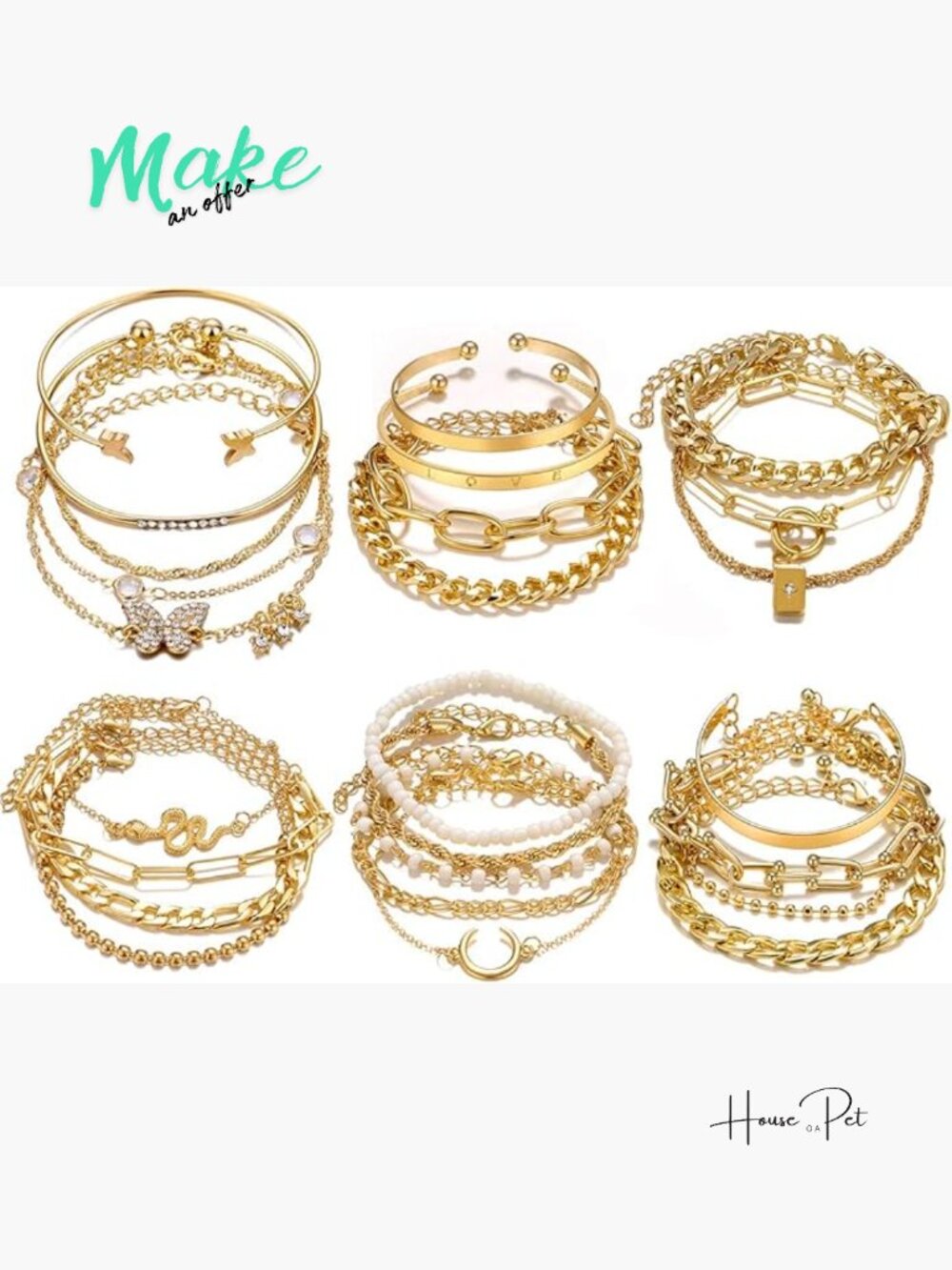 Alloy Ankle Bracelets Set Stackable Bangles Cuff Charm Chunky Wrist Jewelry